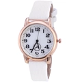 Montre femme à quartz avec bracelet cuir blanc gaufré nid d'abeille et boîtier doré rose - Blanc