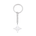 Llavero de acero inoxidable plateado con colgante de estrella geométrica y anillo - Forma S 2 / Color Acero