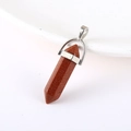 Polished hexagonal reddish-brown goldstone crystal point pendant with silver metal bail - Gold Sandstone