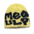 Bonnet jaune Mea Culpa en fausse fourrure de vison avec lettrage noir et texture douce - M(54-60cm) / Jaune