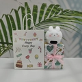 White rabbit-shaped night light alarm clock with pink ribbon gift box and cute paper bag - Shy Rabbit (White) + Birthday Bag + Couple Wrap