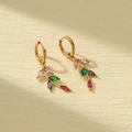 Titanium steel leaf earrings with colorful zircon stones on a minimalist background - Multicolor Marquise Pendant Style (NMSE-C242-2)