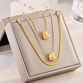 Conjunto de collares dorados con cadena de serpiente y colgante de corazón en caja - Corazón Liso