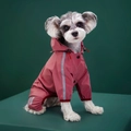Waterproof full-body dog raincoat in dusty rose pink with grey reflective safety strips - M / Full Coverage / Pink