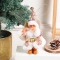 Pink and gold sequin Christmas gnome doll decoration with hanging loop on white display - 21.3cm*9.6cm / Pink