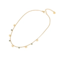 Golden stainless steel necklace with evil eye charms and turquoise beads on white background - 2# Eye