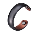 Adjustable magnetic therapy ring in black and copper finish for wellness benefits - Adjustable Open / Two-tone Open-2 Magnets / Black