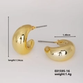 Gepolijste gouden druppelvormige C-oorsteker met afmetingen 1,54 cm bij 1,40 cm - Goud Zware C-vorm (E01595-16)