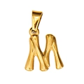 Bamboo style letter M pendant in 18K gold plated titanium steel for necklaces - Letter M
