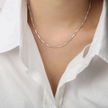 Silver twisted bar geometric necklace in high quality stainless steel for women - Fine Style / Steel
