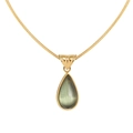 Collar de cadena de serpiente chapado en oro estilo francés con colgante de gota ojo de gato - Dorado