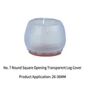 Transparent silicone chair leg floor protector with brown felt base for 26-36mm furniture feet - No.7 Round Square Mouth