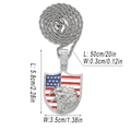 Silver hip hop eagle shield necklace with rhinestones and US flag on twisted rope chain - Shield Eagle (415) / Silver