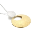 Necklace with two-tone gold and silver hammered circular pendants on thin chain - Two Tone Gold/Silver Hammered Double Disc Style [No Chain] (KP29343-K)