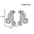 Polished silver butterfly-shaped titanium steel earrings with 3.05cm height specs - Silver Lava Irregular Style