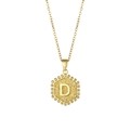 Goldene Edelstahlkette mit sechseckigem Anhänger und geprägtem Buchstaben D - Buchstabe D