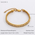 Bracciale impermeabile in acciaio inossidabile placcato oro 18K con zirconi e maglia a catena - Bracciale Tennis in Zirconi / Oro (SL41158-G)