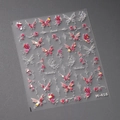 Pegatinas de uñas de mariposa rosa con acabado láser plateado y flores, modelo M-416 - Mariposa Rosa Floral (M-416)