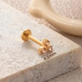F136 titanium gold labret stud with a 4.5mm champagne zircon flower top for piercings - 4.5mm / Gold - Champagne