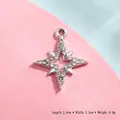 Silver snowflake star pendant with white rhinestones, 2.4cm x 2.1cm alloy jewelry charm - Silver North Star