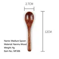 Deep brown Phoebe wood 12cm mini spoon with natural grain for coffee and dessert - Dark Brown (12*2.7cm Medium Rice Spoon)