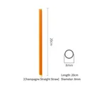 Reusable champagne straight glass straw made of heat-resistant borosilicate 20cm x 8mm - Straight / Champagne