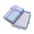 Blue marble textured jewelry gift box with purple ribbon bow and 9x7x2.9cm dimensions - Purple Jewelry Set Box 2 (7x9x2.9cm)