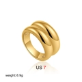 Detail shot of golden double-layer ring showing US 7 size and 6.9g weight specifications - US 7 / Double Layer Gold (T319)
