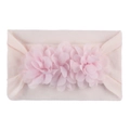 Diadema de nylon rosa para bebé con tres delicadas flores de tela 3D para niñas - Rosa Claro
