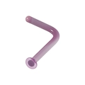 Purple L-shaped translucent glass nose stud with a smooth rounded top and flared base - Transparent Purple L-Shape 1x6.5x2mm