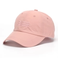 Detail of pink embroidered letters on a quick-dry baseball cap with a wide brim - One Size(Adjustable) / Pink (F)