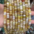 Natural agate abacus beads in honey yellow and white with delicate stripes - Yellow Striped Agate / 5*8mm (approx. 73 pcs/strand)