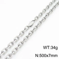 Silver stainless steel 7mm curb chain necklace with 50cm length and 34g weight details - Necklace / Steel