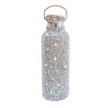 17oz double-wall vacuum insulated tumbler covered in shimmering colorful rhinestones - Iridescent White