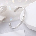 Bracelet jonc ouvert en C minimaliste en acier inoxydable poli argenté pour femme - Couleur Acier
