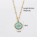 Golden bead chain necklace with a light blue star pendant and 40 plus 5cm length - Blue Enamel Star