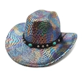Chapeau de cowboy iridescent motif serpent avec bande turquoise cloutée et rivets métal - M (56-58cm) / Noir