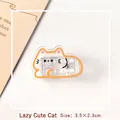 Cute lazy cat cartoon acrylic clip in orange and transparent finish size 3.5x2.3cm - Lazy Cat