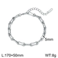 Bracciale a catena cubana in acciaio inossidabile argento, 5mm, chiusura regolabile - Catena a I Argento (KB1862259-Z)