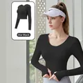 Women's cropped yoga top in starlit black with thumbhole sleeves and high elasticity - S / Tops / Starry Black