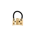 U-shaped hair tie with gold star-patterned metal alloy buckle and black elastic band - Hollow Star Rectangular 5cm / Gold