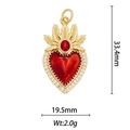 18k gold-plated heart wing pendant with red crystal and white stones on white background - Flame Heart Style (DZ-012)