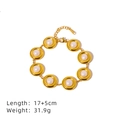 Elegant gold-finished stainless steel bracelet with white pearls and 17+5cm extension chain - Gold (Titanium Steel Circle Pearl)
