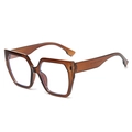 Oversized translucent tea brown hexagonal sunglasses with retro vintage resin frames - Tea Frame Anti-Blue Light Clear Lens