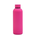 Matte rose red double-walled stainless steel insulated water bottle with black screw cap - 500ml / Fluorescent Rose Red