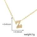 Zirconia-inlaid golden letter Z pendant necklace showing weight and size dimensions - Gold Letter-Z