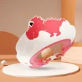 Pink dinosaur baby shower cap with adjustable strap for ear and eye protection - Dinosaur - Kenting Red