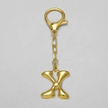 Golden 18k gold plated bubble letter X keychain pendant with secure lobster clasp - Letter X