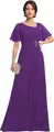 Elegant purple chiffon wedding guest dress with butterfly sleeves and rhinestone brooch - US size 2 / Top And Bottom / Purple