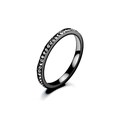 Bague éternité élégante en acier titane noir 2mm avec pavé de zircons étincelants - Taille 5 / Noir